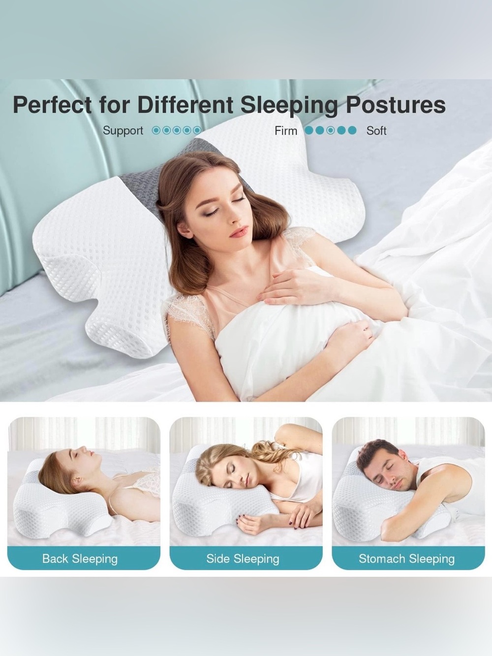 NWOT Memory Foam Cervical Neck Pillow | Orthopedic Neck Support Pillow - Picture 3 of 3